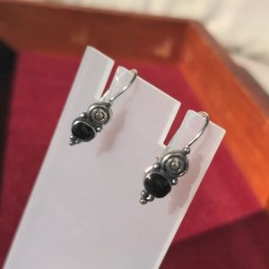 Sterling Silver Black Onyx Dangle Earrings